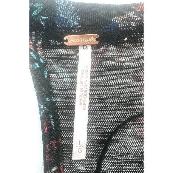 Free People Womens Dock Street Black & Red Boho Floral Ruffle Top Size Large - Picture 9 of 13